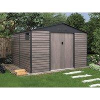 Vente-unique Galvanised Steel Garden Shed - Grey Wood Effect - 10.98 M - ADELMO