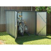 Vente-unique Galvanised Steel Bike Shed - Wood Effect - 2.8 M - for 2 Bikes - NIKI in Grey