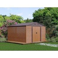 Vente-unique Galvanised Steel Garden Shed - Wood Effect - 11.75 M - ARSEGO in Walnut