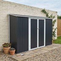 sweeek 2.57 m lean-to garden shed galvanized steel with anchoring kit in Dark Grey