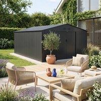 sweeek Galvanized steel garden shed 15.35m with anchoring kit in Dark Grey