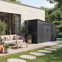 sweeek 11.01 m galvanized steel lean-to garden shed with anchoring kit in Dark Grey