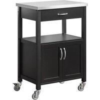 SoBuy Kitchen Trolley on Wheels - Drawer & Open Shelf - Compact Storage Unit in Black