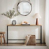 SoBuy Slim Console Table - Metal Frame - Space-Saving Design in Light Brown | Size: 120 cm x 15 cm