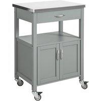 SoBuy Kitchen Trolley on Wheels - Drawer & Open Shelf - Compact Storage Unit in Grey