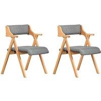 SoBuy Folding Dining Chair - Comfortable Padded Cushion - Solid Wood Frame in Light Grey