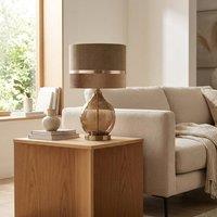 Garden Greatness Champagne Velvet Stripe Table Lamp in Bronze