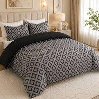 Grace Bedding Premium Soft Microfiber Duvet Cover Set Oeko-Tex Certified Easy Care in Grey | Size: Double
