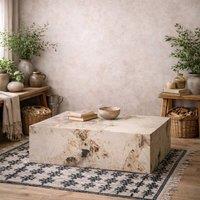 Wyld Haus Dingle Brown Pandora Marble Effect Rectangular Coffee Table in Cream