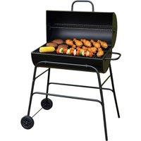 Trendi Charcoal BBQ Grill & Smoker Barrel Barbecue with Warming Rack in Black