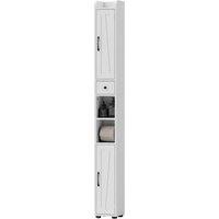 HOMCOM Tall Bathroom Storage Cabinet Slim Bathroom Cabinet with Drawer White