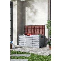 Garden Sanctuary Waterproof Large Plastic Garden Storage Box with Wheels in Brown