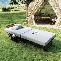 Rolipo Folding Guest Bed with Headboard, USB & 6cm Memory Foam on Wheels in Grey | Size: Small Single