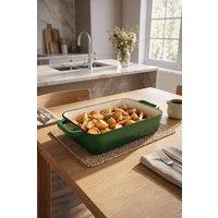 ExtraStar Enamelled Cast Iron Casserole Dish with Handles in Green