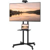 HOMCOM Mobile TV Stand on Wheels for 32-75 Inch Screens, Height Adjustable in Black