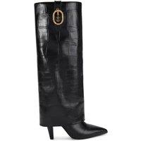 Kurt Geiger London Women's 'Fold Over Tall Boot' Croc Print Leather Boots in Black | Size: 4