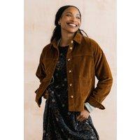 Lily & Me Women's Olivia Stretch Jumbo Corduroy Shirt Jacket with A Touch Of Elastane in Camel | Size: 10