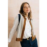 Lily & Me Women's Grove Colour Block Beautifully Soft Cable Knit Waistcoat in Ecru | Size: 12