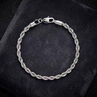 Harfi Men's Silver Rope Chain Bracelet for Men | Size: 7 inches