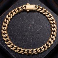Harfi Men's 18ct Gold Plated Cuban Curb Chain Bracelet For Men | Size: 8.5 inches