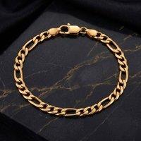 Harfi Men's 18ct Gold Plated Figaro Chain Bracelet For Men | Size: 9 inches