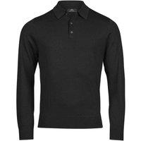 TEE JAYS Men's Long-Sleeved Polo Shirt in Black | Size: 3XL