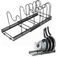 PAWNORA 7 Tiers Pan Pot Lid Organiser Storage Rack in Black
