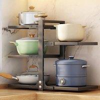 PAWNORA Left 3 Tier & Right 2 Tier Saucepan Pot Rack in Black