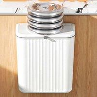 PAWNORA Hanging Kitchen Waste Bin with Lid White-7 L in White