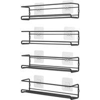 PAWNORA 4x Spice Herb Jar Rack Holder in Black