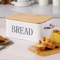 PAWNORA Metal Food Storage White Bread Bin
