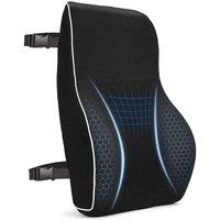 PAWNORA Memory Foam Lumbar Support Back Cushion in Black