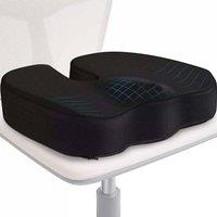 PAWNORA U Shaped Memory Foam Seat Cushion for Lower Back Pain Office Car in Black | Size: 120 cm x 90 cm