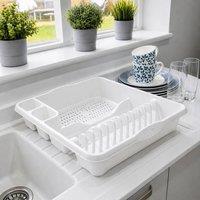 PAWNORA White Dish Drying Rack Cutlery Holder Kitchen Sink Drainer | Size: 100 cm x 100 cm