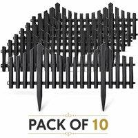 SPETLEK Lawn Border Edge Fence 10 Pack Wood Effect Edging in Black | Size: 100 cm x 15 cm