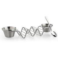 SPETLEK Taco Holder Mexican Food Wave Shape Hard Rack Stand in Silver | Size: 100 cm x 15 cm