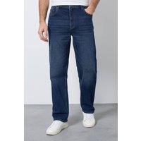 Burton Men's Dark Wash Stretch Regular Straight Fit Jeans in Dark Blue | Size: 32R