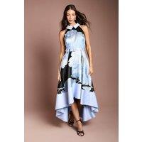 Coast Women's Jacquard High Low Halter Neck Midi Dress in Blue | Size: 12
