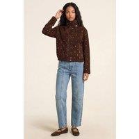 NastyGal Women's Real Suede Studded Funnel Neck Bomber Jacket in Chocolate | Size: 6