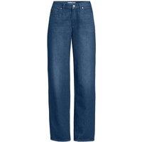 Lands' End Women's Petite 100% Cotton Mid Rise Baggy Jeans in Dark Blue | Size: 14