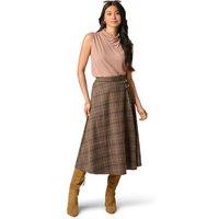 Adrianna Papell Women's Plaid Midi Skirt in Brown | Size: Medium