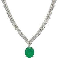 Latelita Women's Garbo Oval Gemstone Tennis Necklace Emerald Silver in Green