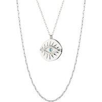 Spero London Women's Eye Coin & Rectangular Chain Sterling Silver Evil Eye Necklace Set | Size: 16-18inch