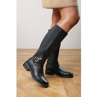 Where's That From Women's 'Javira' Riding Knee High Boots with Buckle Strap in Black | Size: 5