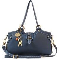 Catwalk Collection Handbags Women's Nicole Leather Handbag With Detachable Cross Body Strap in Blue | Size: Medium