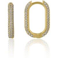 Spero London Women's Pave Rectangular Sterling Silver Oval Hoop Earring in Gold