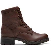 Clarks Women's Hearth Parker Brown Leather Ankle Boots, Lace Up | Size: 4.5-Standard Fit