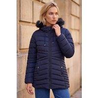 Roman Women's Faux Fur Hooded Coat in Midnight | Size: 20