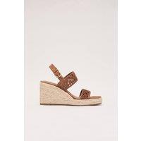Phase Eight Women's Suede Ankle Strap Espadrille Wedges in Camel | Size: 4-5
