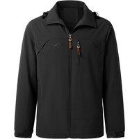 MODISHION Men's Casual Windproof Jacket with Detachable Hood & Pockets in Black | Size: Medium